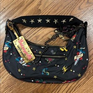 Betsey Johnson Vintage Y2K Tattoo Print Shoulder Bag